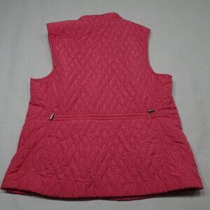 Croft & Barrow Size L Pink Quilted Snap Buttons Vest Adjustable Cinch Waist